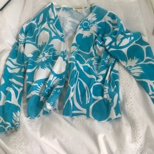 Blue and white floral cardigan